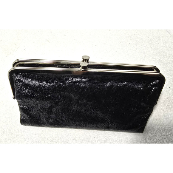 Hobo International Lauren Leather Clutch Wallet Double Frame Black 8.5" x 5" - Picture 1 of 10